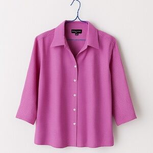 Eddie Bauer Pink Checkered Button-Down Shirt